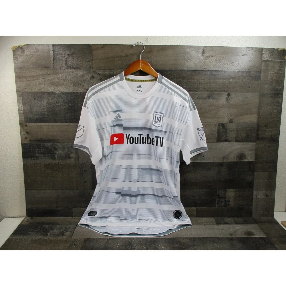 Los Angeles FC Jersey Shirt Mens 2XL White Gray MLS Soccer YouTubeTV Adidas 2019